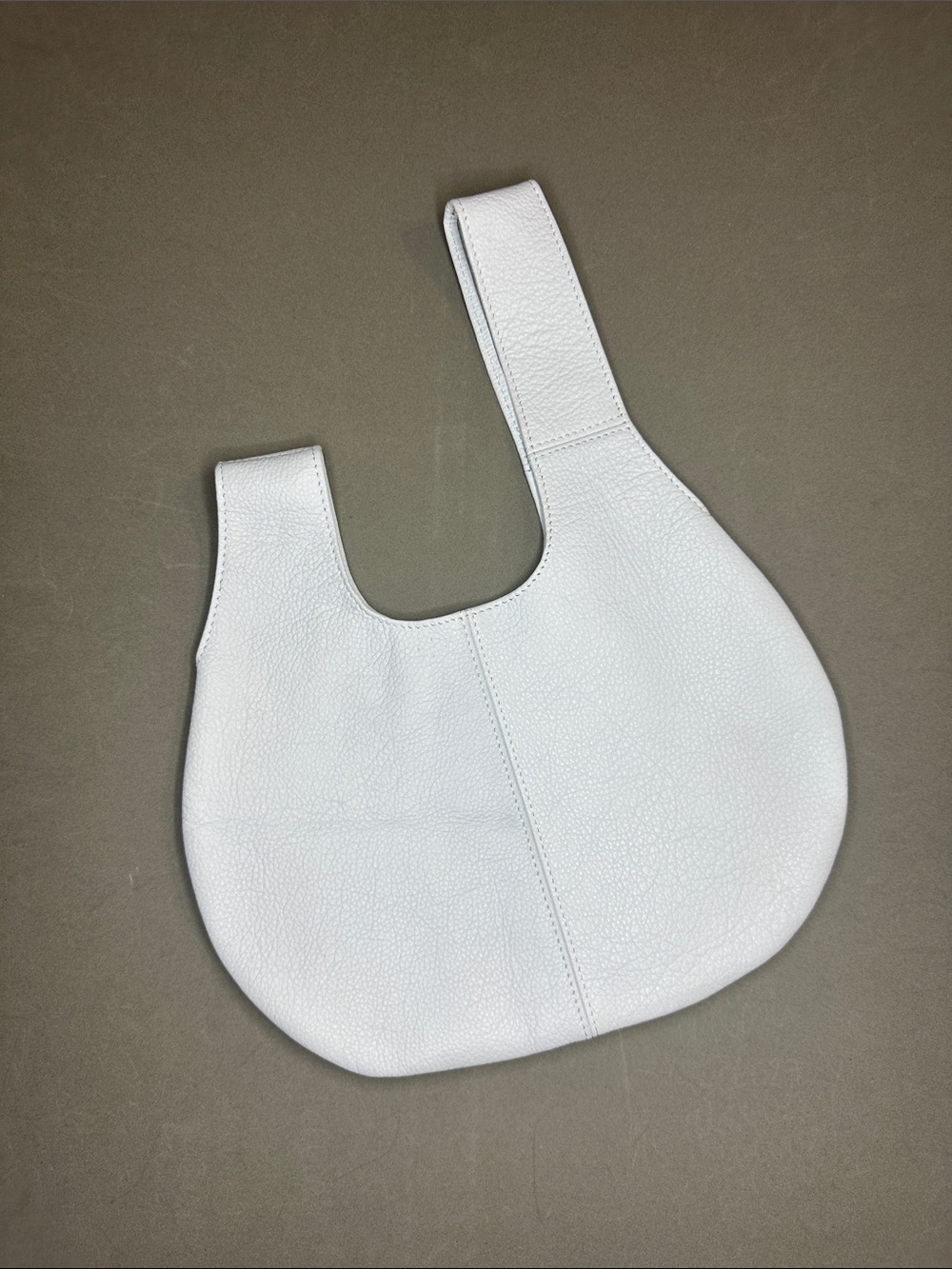 Minimalist White Pebbled Leather Wristlet Clutch
